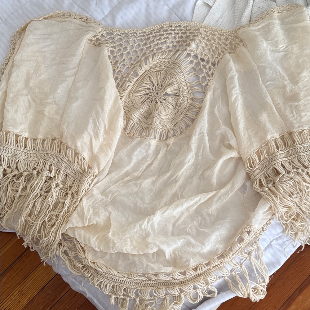 Rebellion Cream Crochet Accent Shawl
